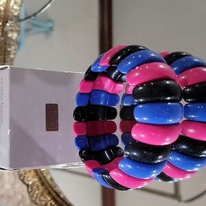 Avon Art Color Stretchy Vintage Bracelet Fuchsia Blue Black